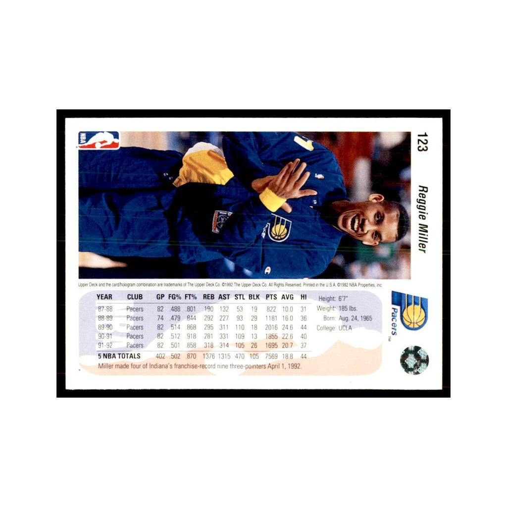 1992 Upper Deck Reggie Miller Basketball Cards #123