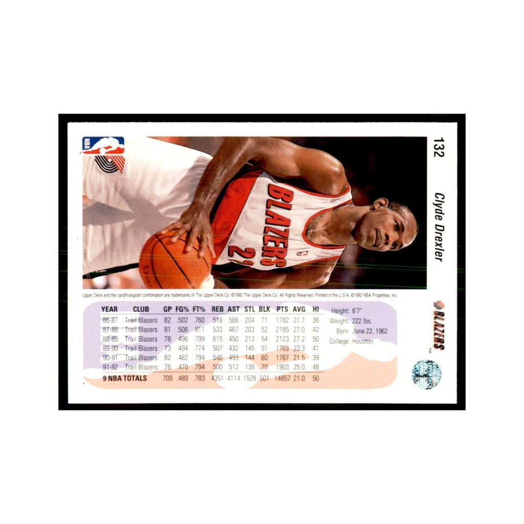 1992 Upper Deck Clyde Drexler Basketball Cards #132