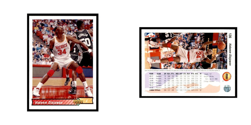 1992 Upper Deck Hakeem Olajuwon Basketball Cards #136