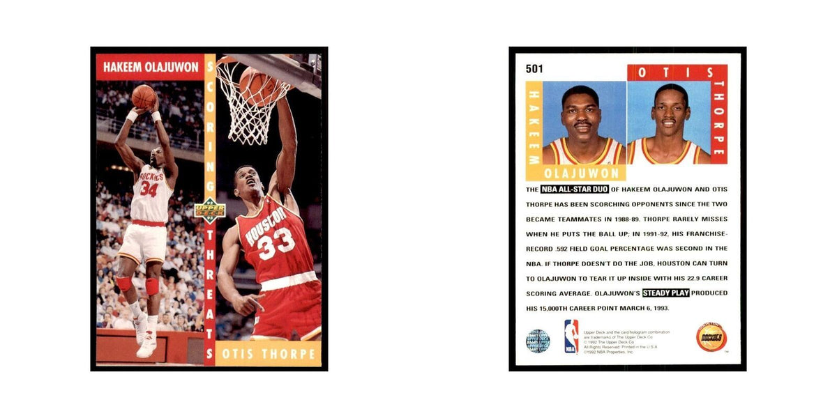 1992 Upper Deck Hakeem Olajuwon/Otis Thorpe Basketball Cards #501