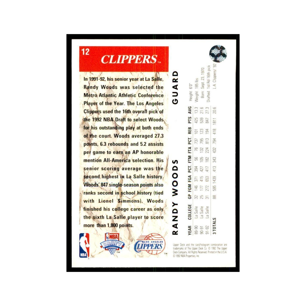 1992 Upper Deck Randy Woods Basketball Cards #12