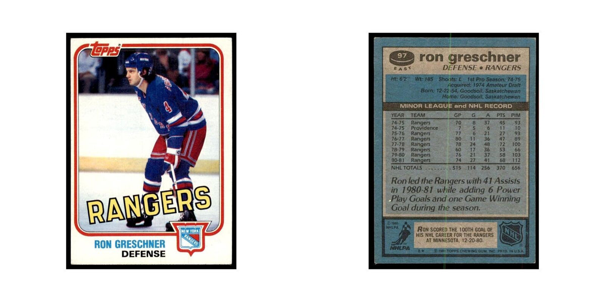 1981 Topps Ron Greschner Hockey Cards #E97