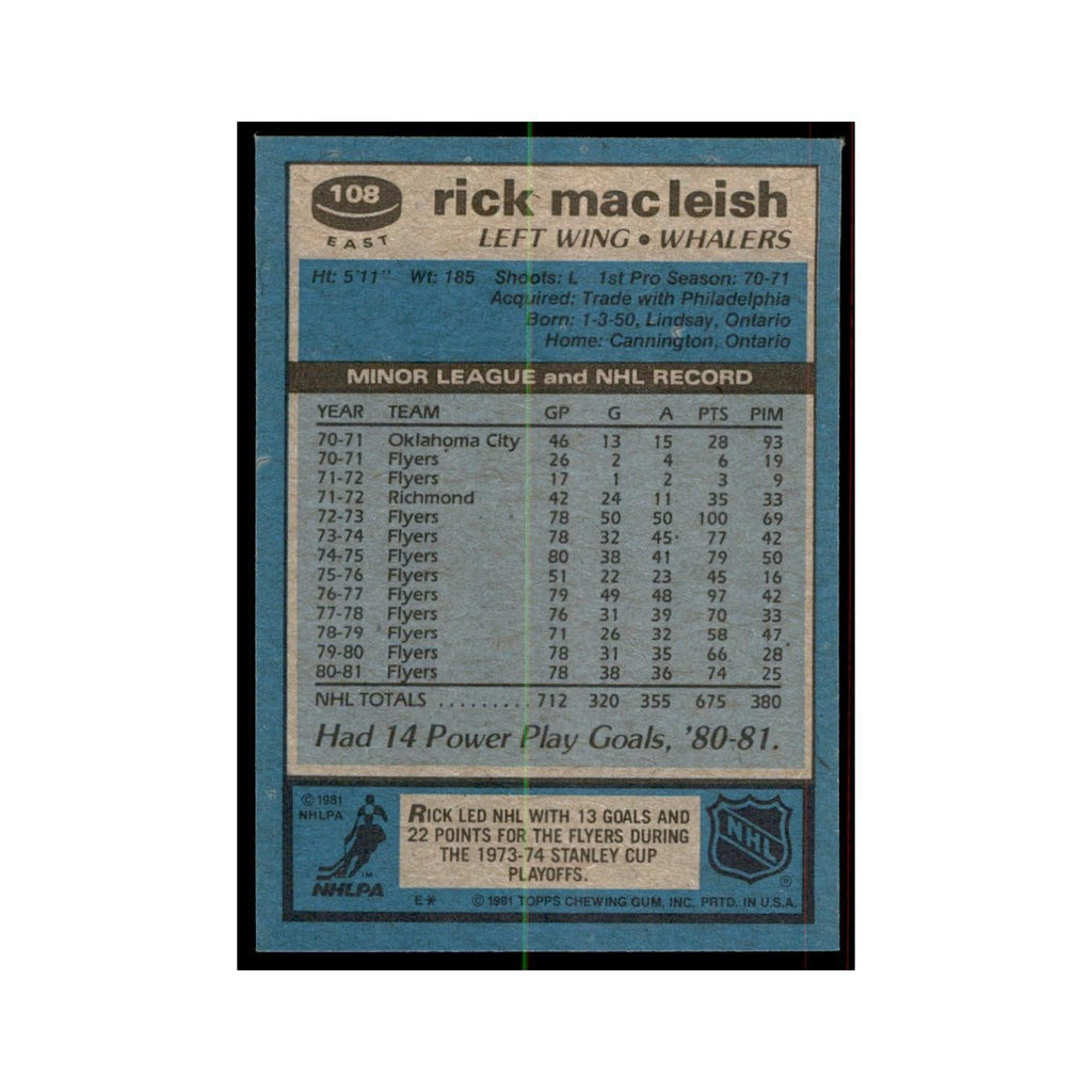 1981 Topps Rick MacLeish Hockey Cards #E108