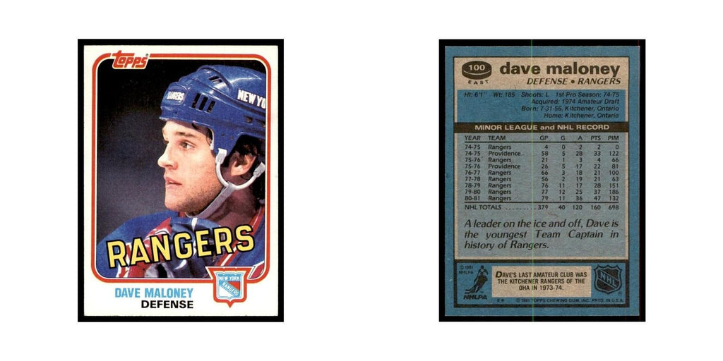 1981 Topps Dave Maloney Hockey Cards #E100