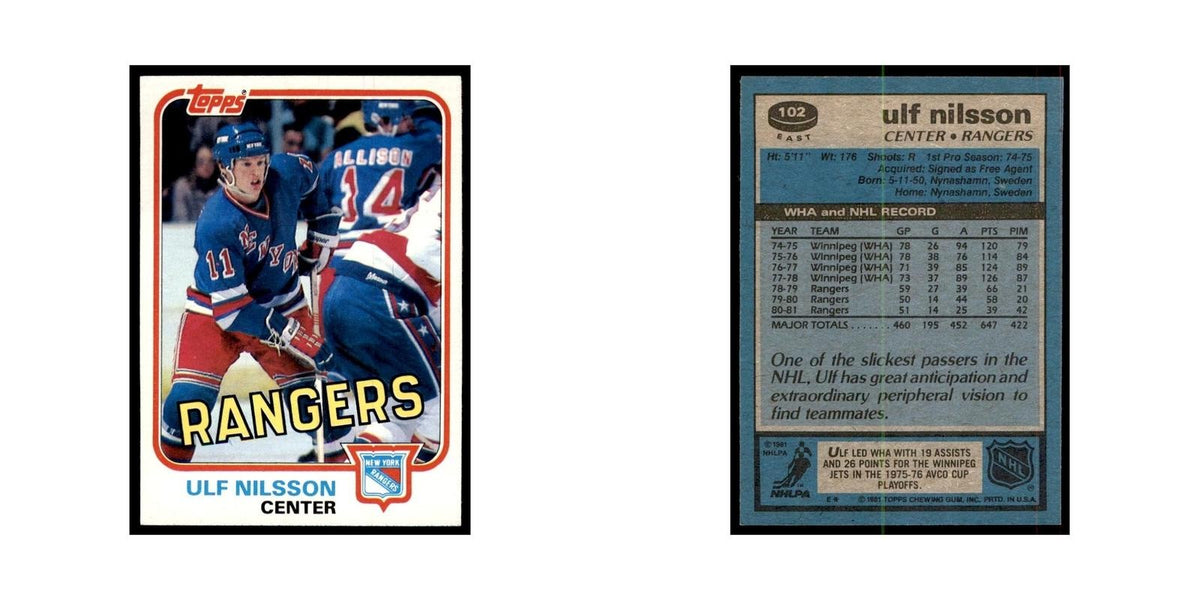 1981 Topps Ulf Nilsson Hockey Cards #E102