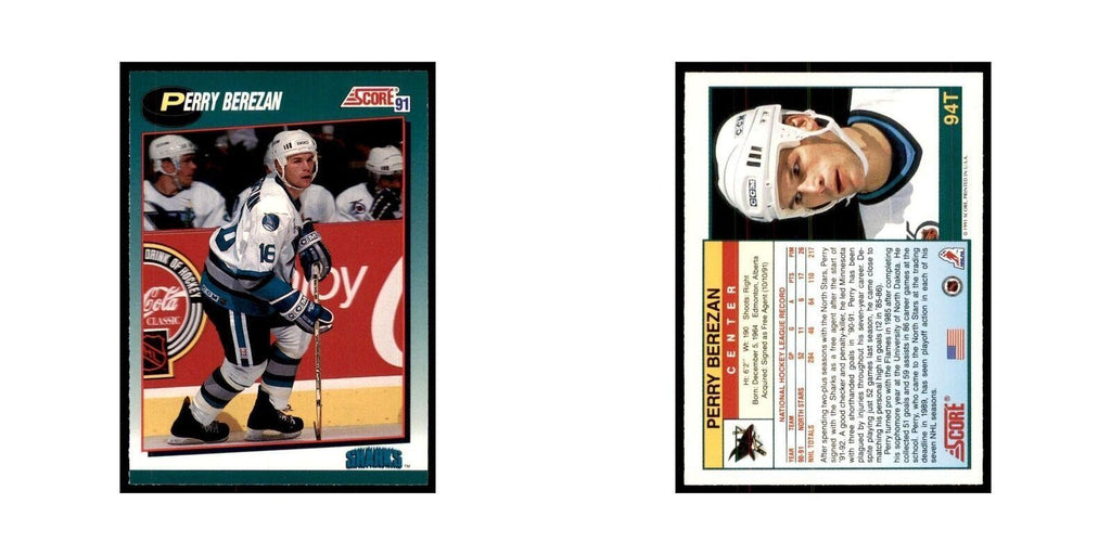 1991 Score Rookie and Traded Perry Berezan San Jose Sharks #94T