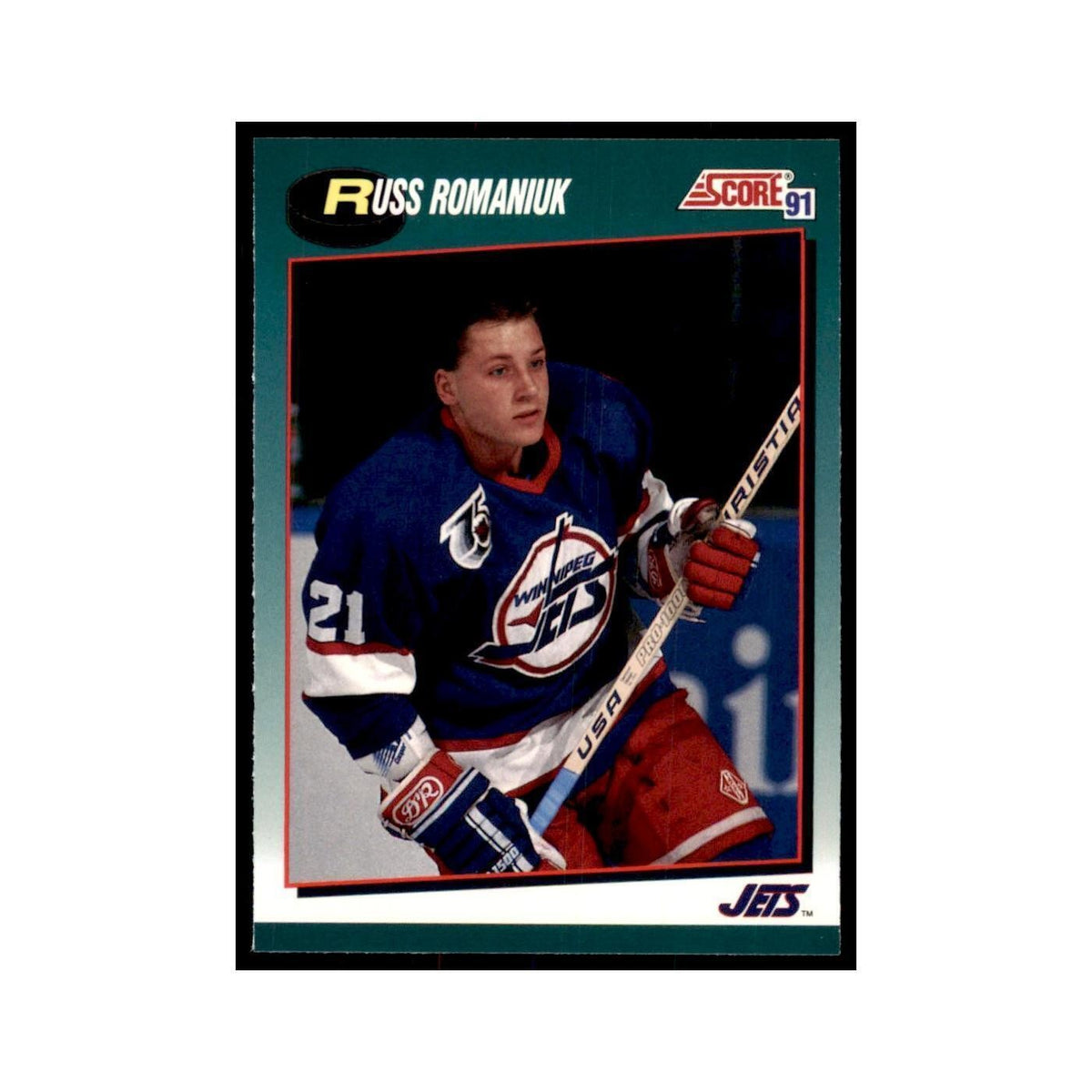 1991 Score Rookie and Traded Russ Romaniuk RC Winnipeg Jets #77T