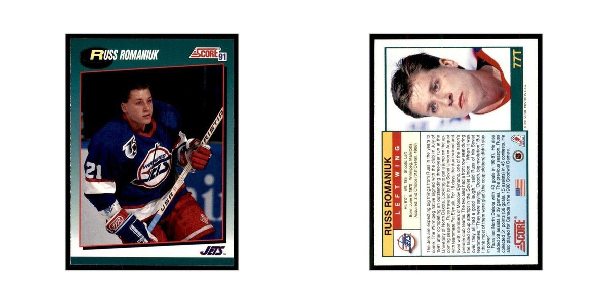 1991 Score Rookie and Traded Russ Romaniuk RC Winnipeg Jets #77T