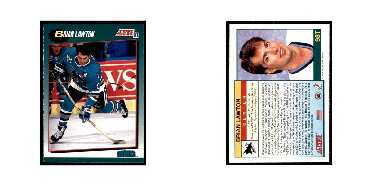 1991 Score Rookie and Traded Brian Lawton San Jose Sharks #98T