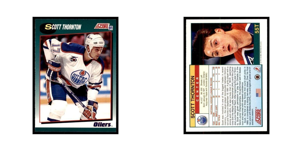 1991 Score Rookie and Traded Scott Thornton Edmonton Oilers #55T