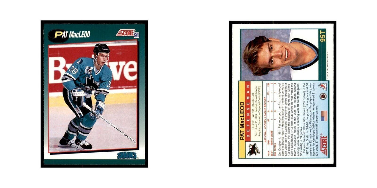 1991 Score Rookie and Traded Pat MacLeod RC San Jose Sharks #95T