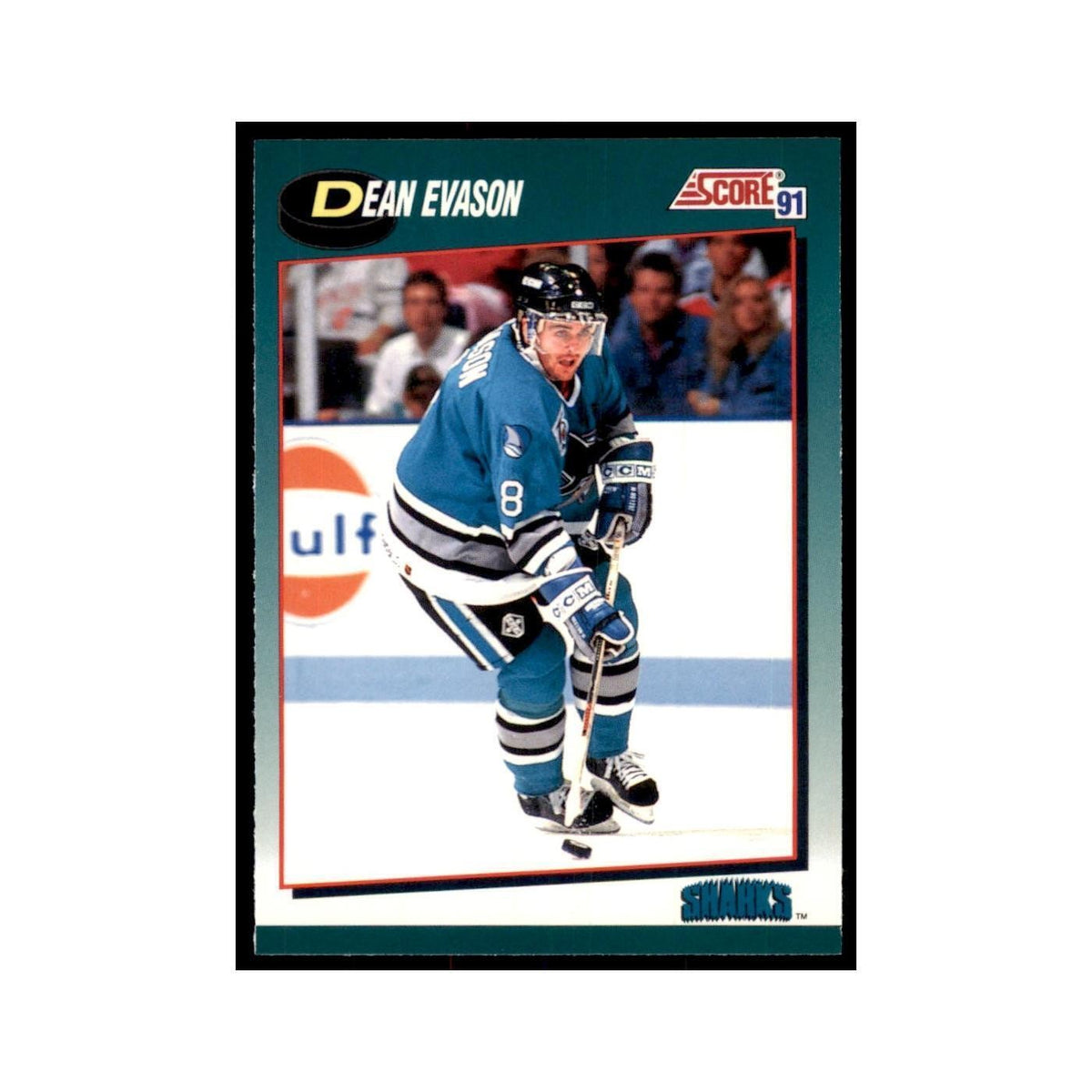 1991 Score Rookie and Traded Dean Evason San Jose Sharks #91T