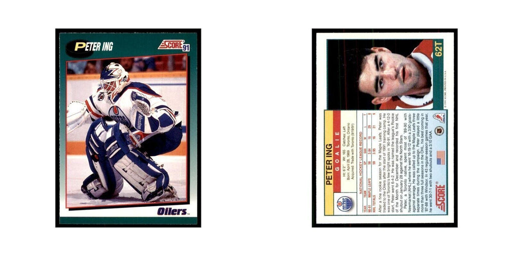 1991 Score Rookie and Traded Peter Ing Edmonton Oilers #62T