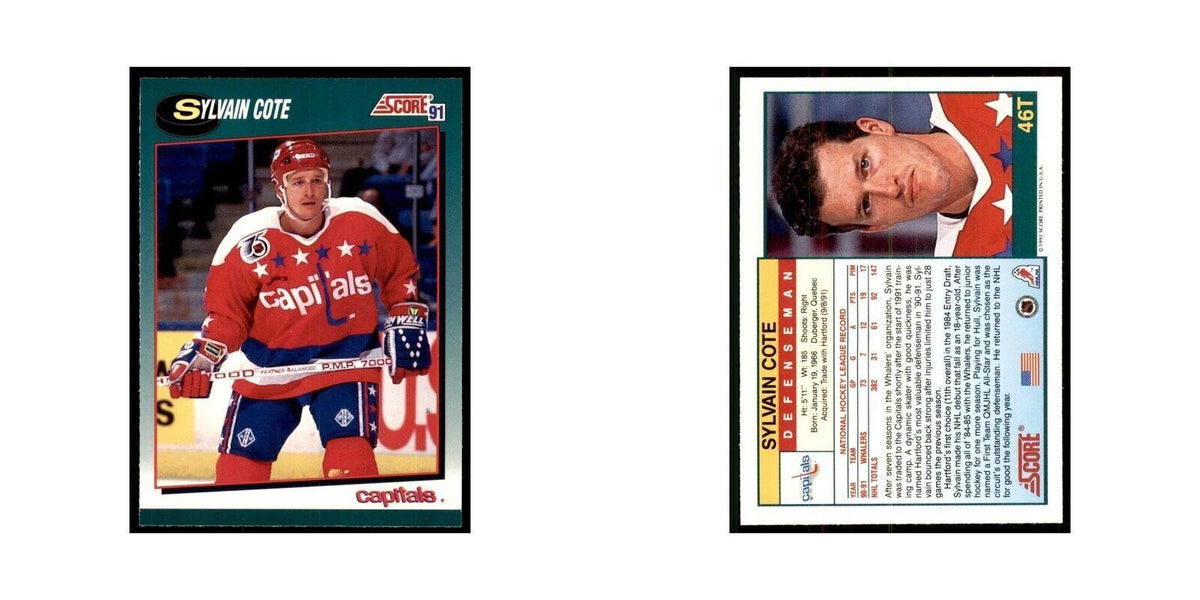 1991 Score Rookie and Traded Sylvain Cote Washington Capitals #46T
