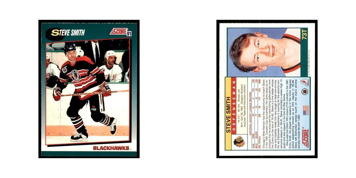 1991 Score Rookie and Traded Steve Smith Chicago Blackhawks #73T
