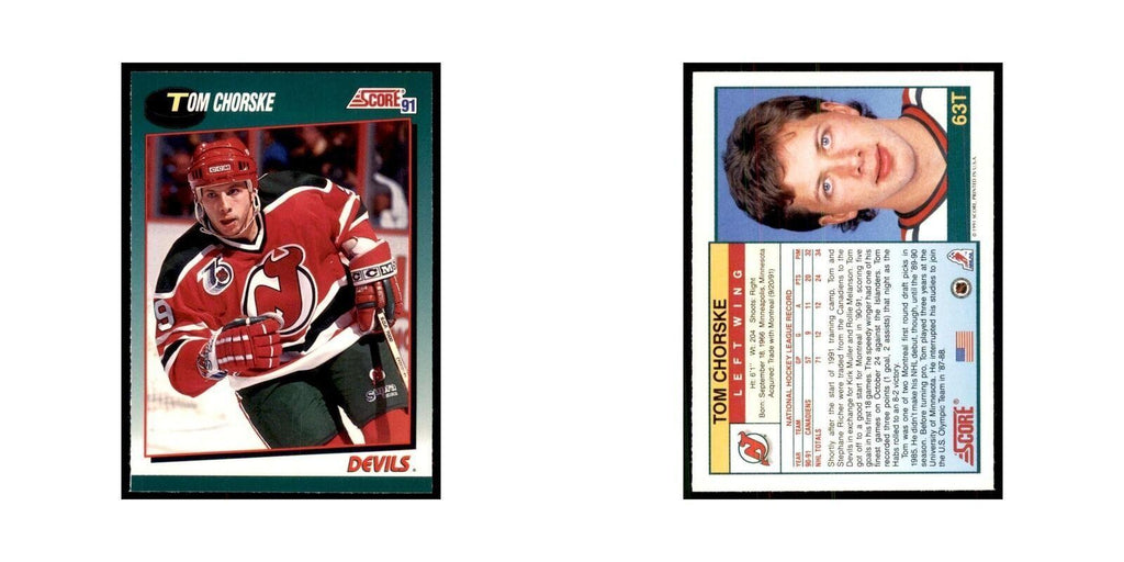1991 Score Rookie and Traded Tom Chorske New Jersey Devils #63T