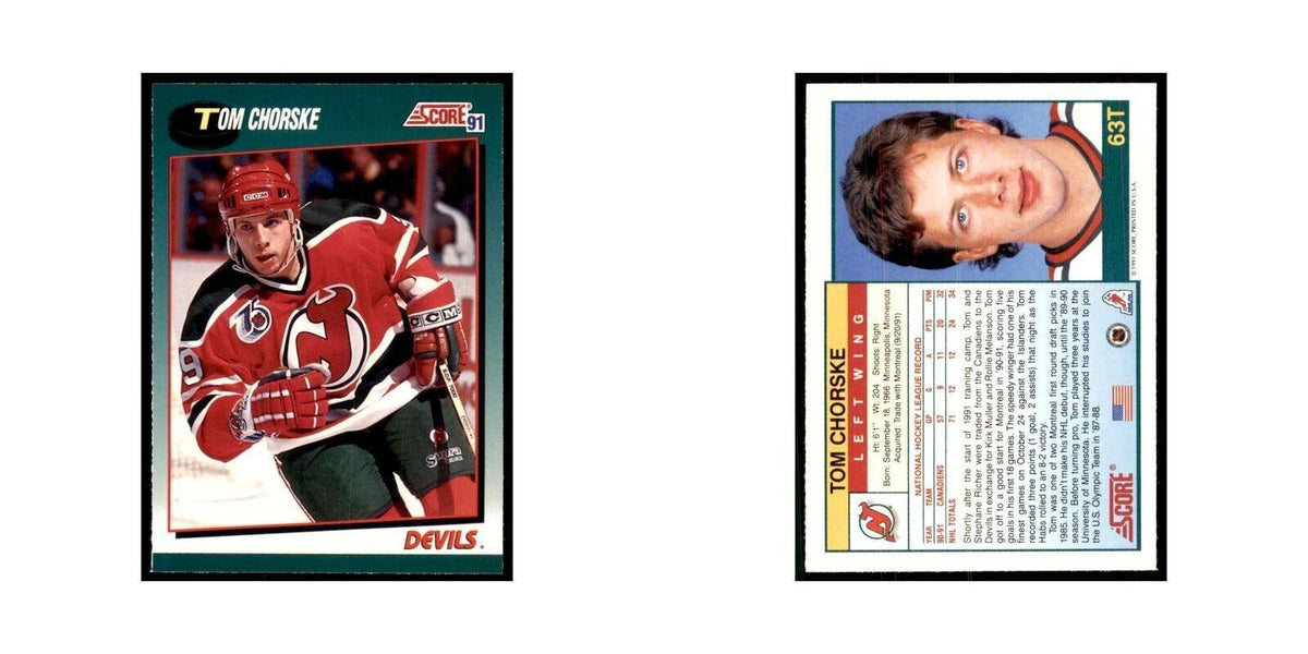 1991 Score Rookie and Traded Tom Chorske New Jersey Devils #63T