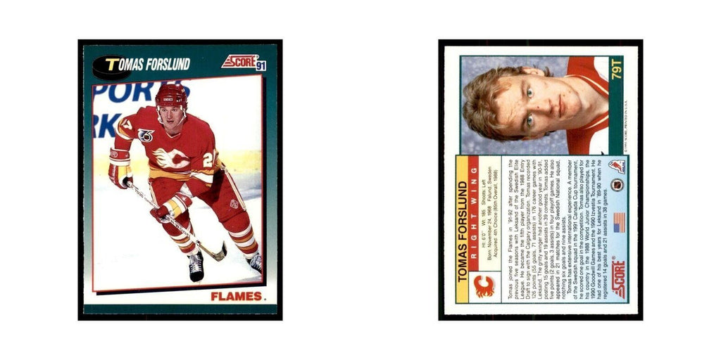 1991 Score Rookie and Traded Tomas Forslund RC Calgary Flames #79T
