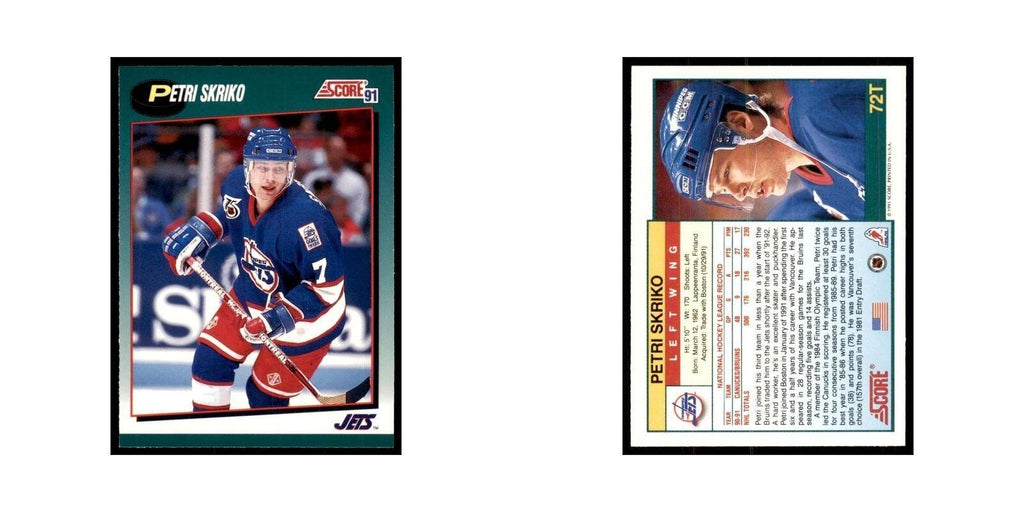 1991 Score Rookie and Traded Petri Skriko Winnipeg Jets #72T