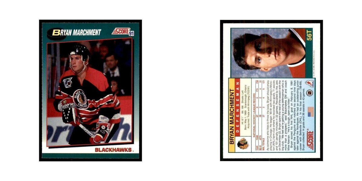 1991 Score Rookie and Traded Bryan Marchment RC Chicago Blackhawks #56T