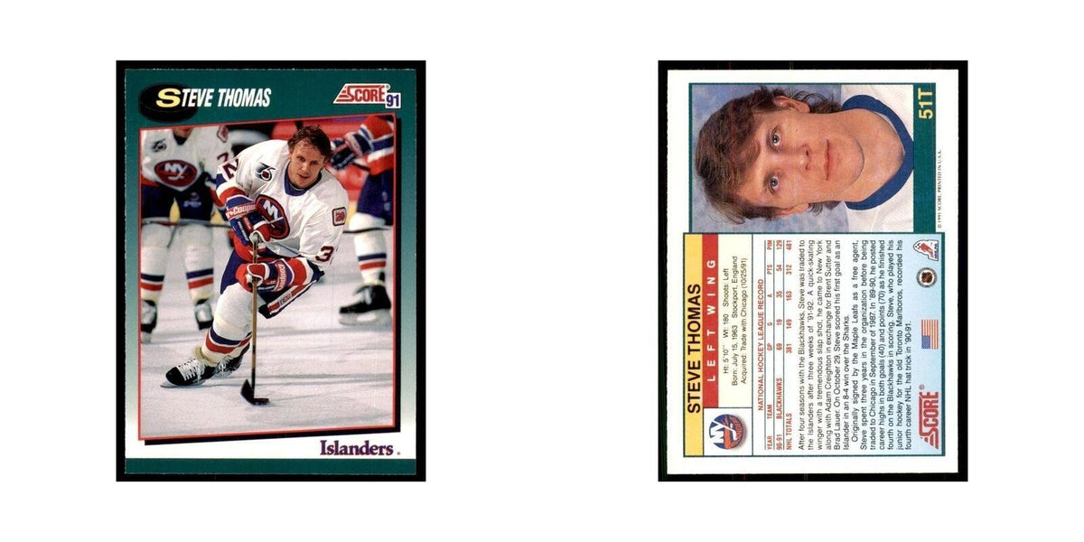 1991 Score Rookie and Traded Steve Thomas New York Islanders #51T