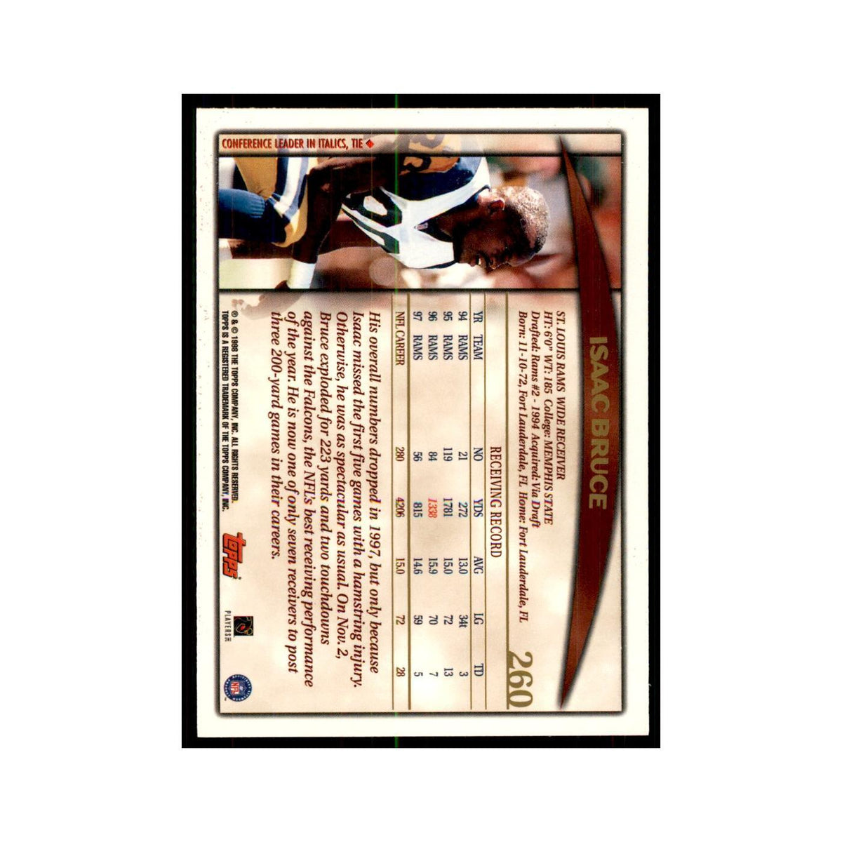 1998 Topps Isaac Bruce St. Louis Rams #260