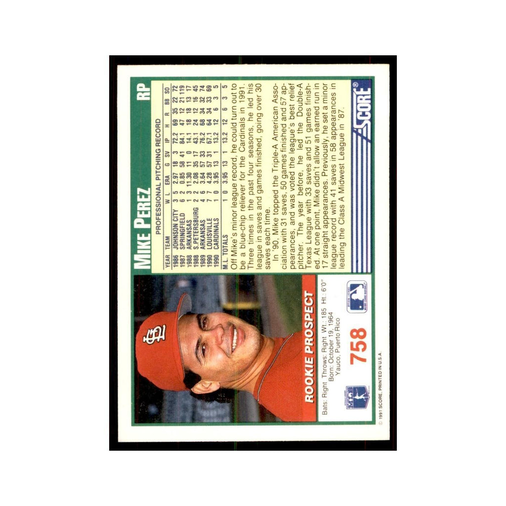 1991 Score Mike Perez Baseball Cards #758