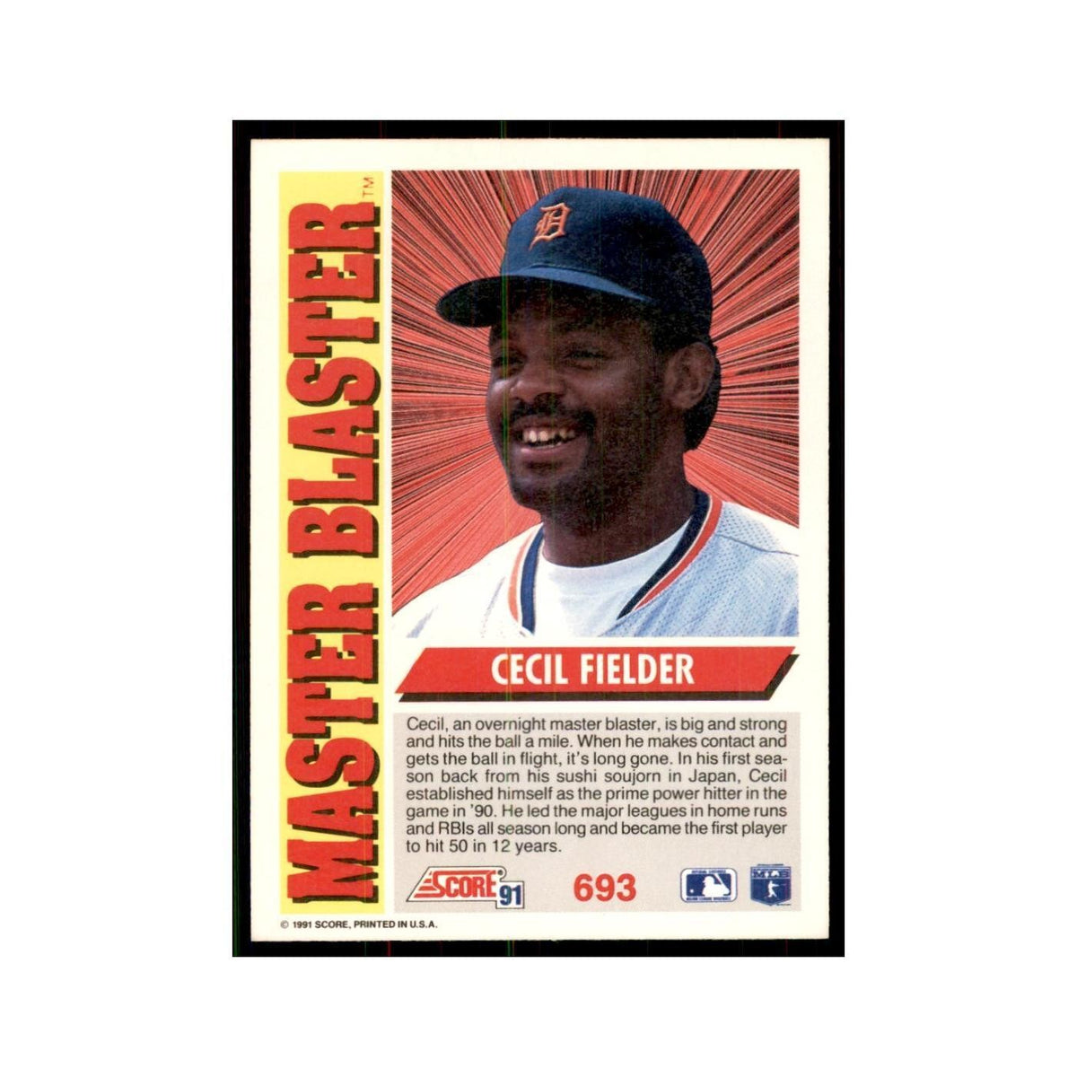 1991 Score Cecil Fielder Baseball Cards #693