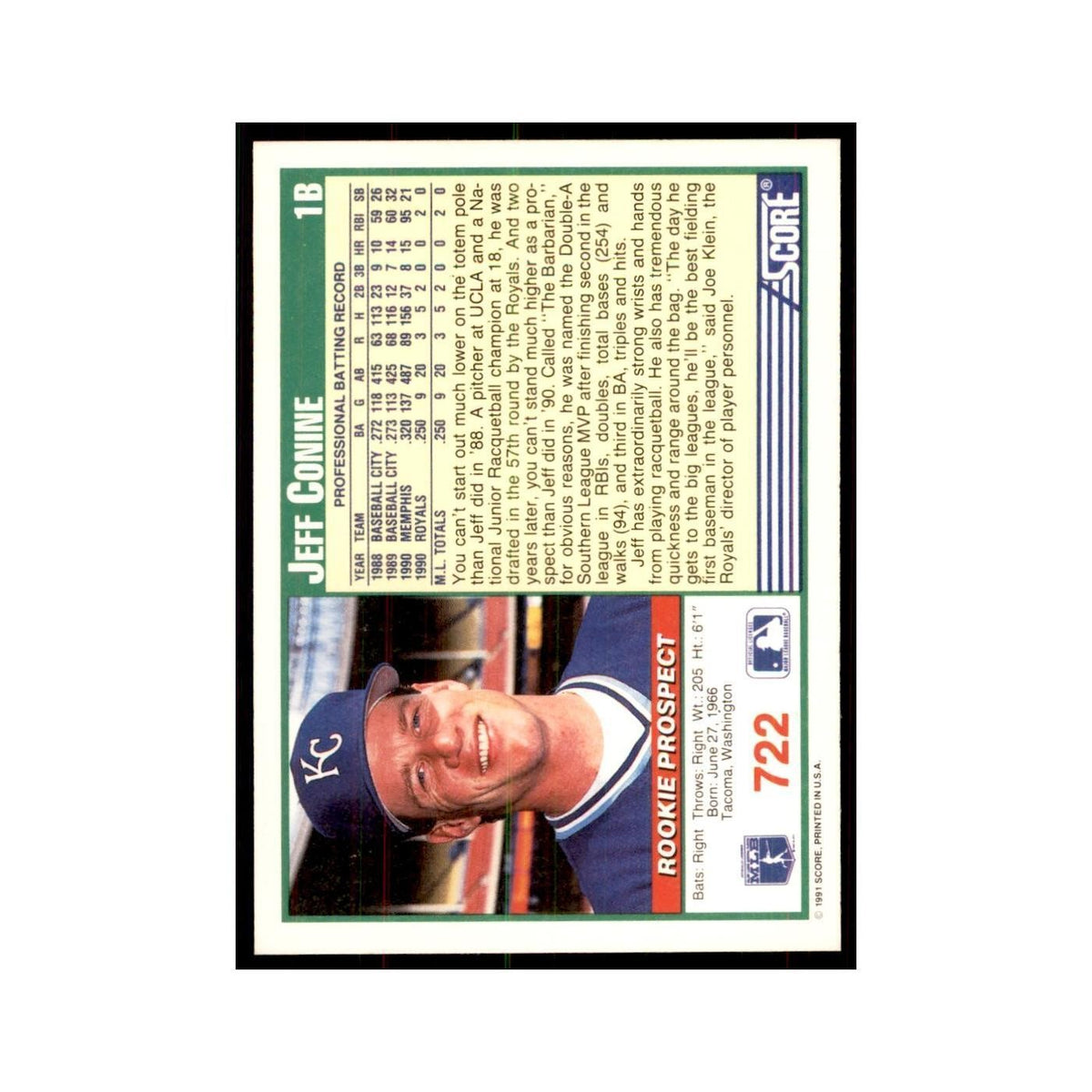 1991 Score Jeff Conine Baseball Cards #722