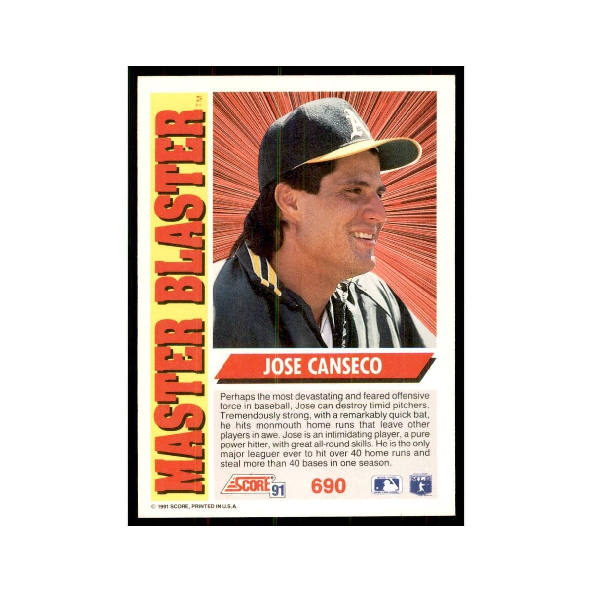 1991 Score Jose Canseco Baseball Cards #690
