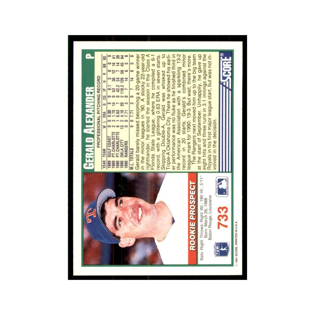 1991 Score Gerald Alexander Baseball Cards #733