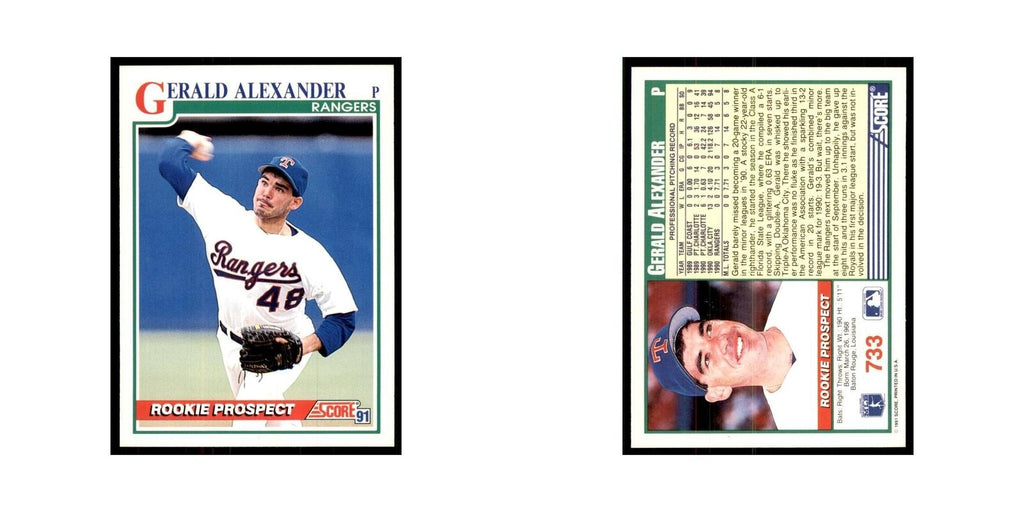 1991 Score Gerald Alexander Baseball Cards #733