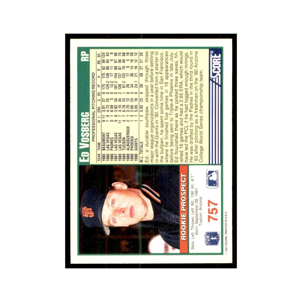 1991 Score Ed Vosberg Baseball Cards #757