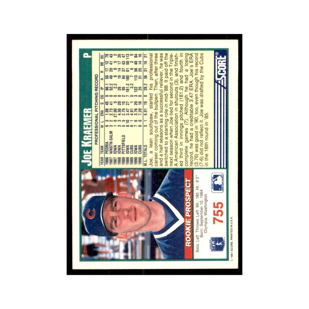 1991 Score Joe Kraemer Baseball Cards #755