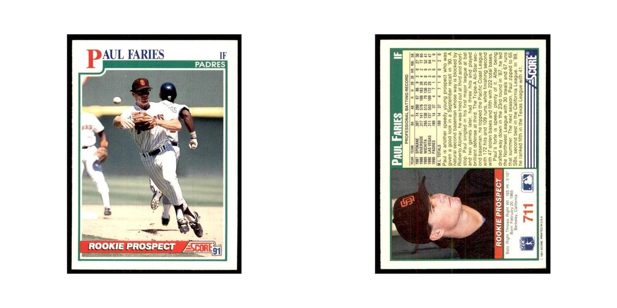 1991 Score Paul Faries Baseball Cards #711