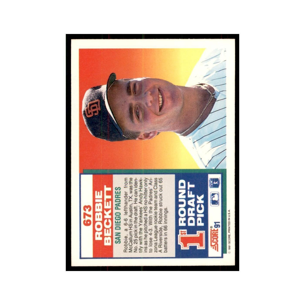 1991 Score Robbie Beckett Baseball Cards #673
