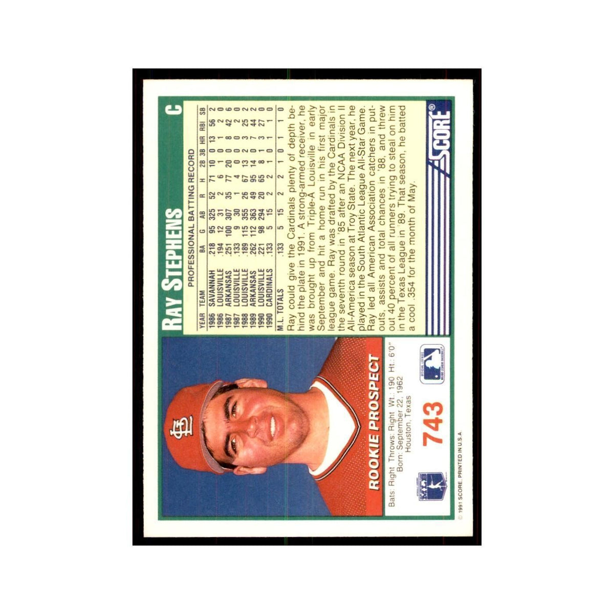 1991 Score Ray Stephens Baseball Cards #743