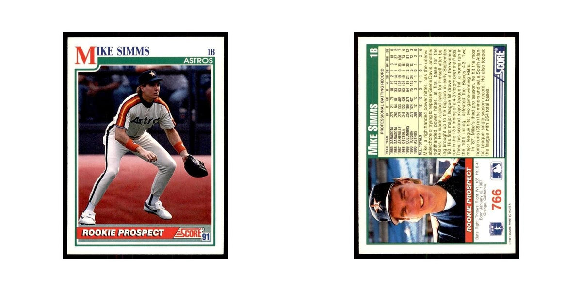 1991 Score Mike Simms Baseball Cards #766