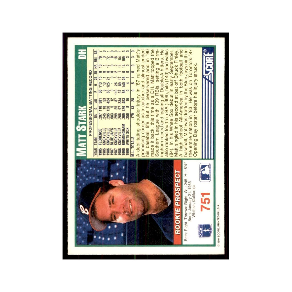 1991 Score Matt Stark Baseball Cards #751