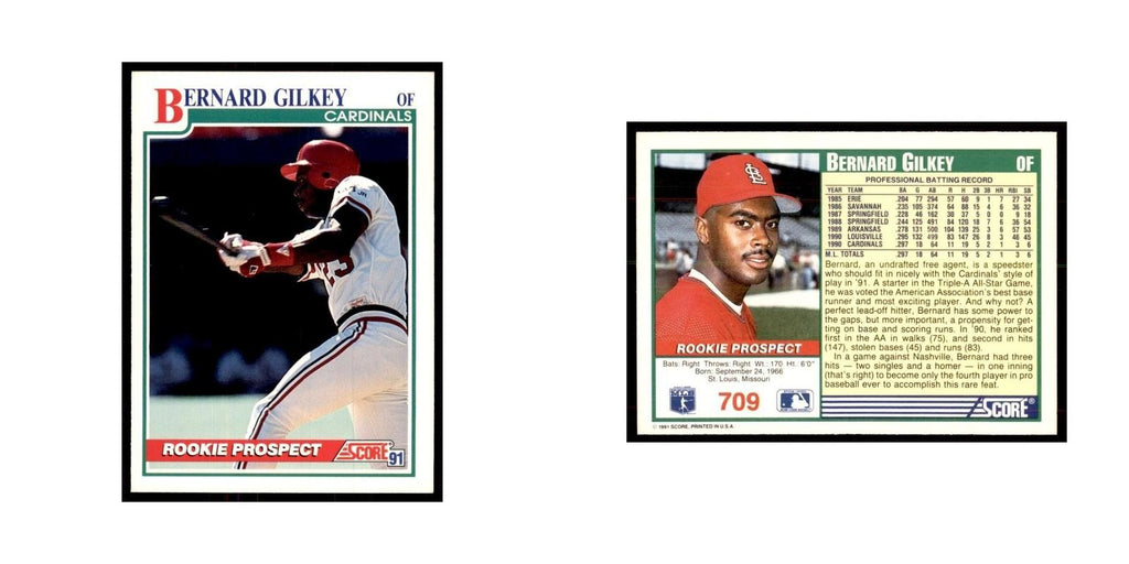 1991 Score Bernard Gilkey Baseball Cards #709