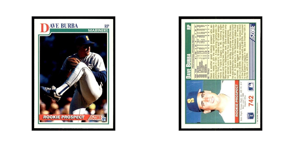 1991 Score Dave Burba Baseball Cards #742