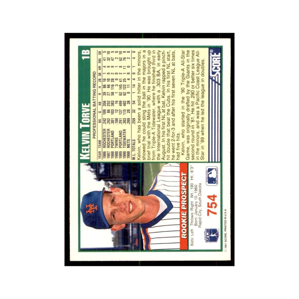 1991 Score Kelvin Torve Baseball Cards #754
