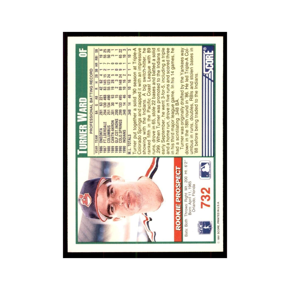 1991 Score Turner Ward Baseball Cards #732