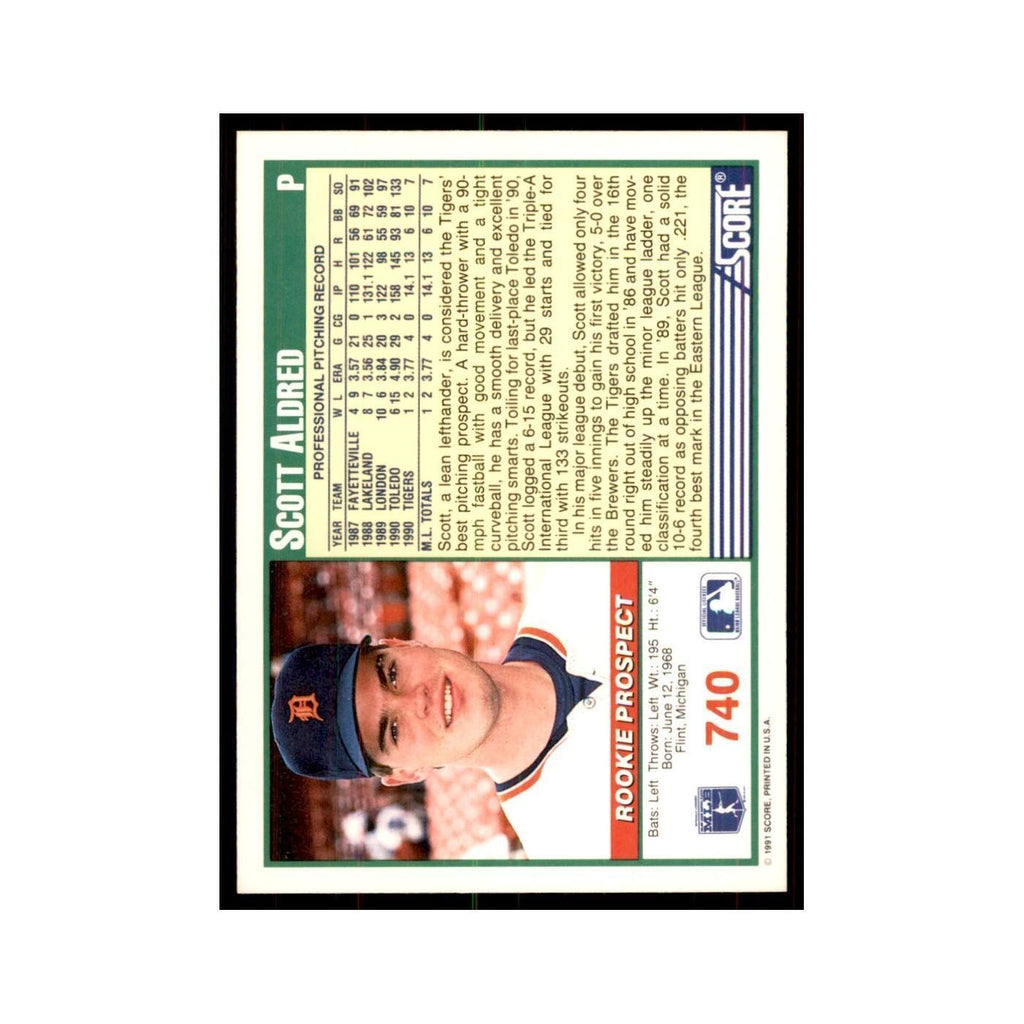 1991 Score Scott Aldred Baseball Cards #740