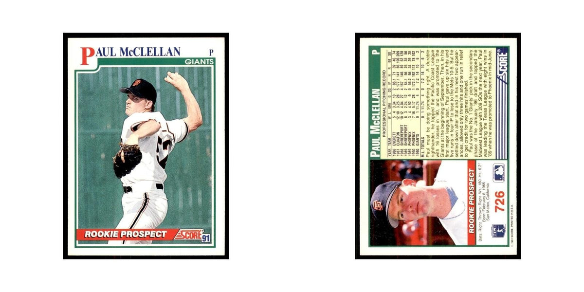 1991 Score Paul McClellan Baseball Cards #726