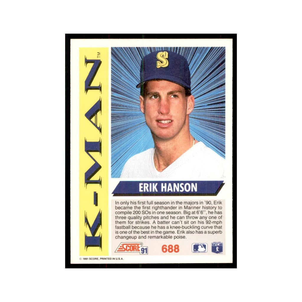 1991 Score Erik Hanson Baseball Cards #688