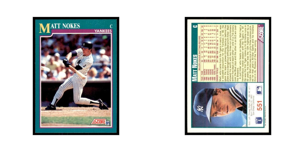 1991 Score Matt Nokes Baseball Cards #551