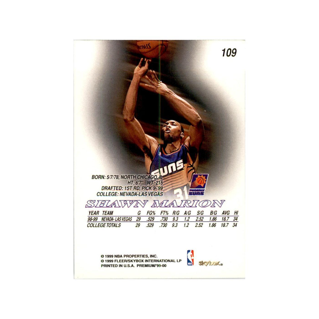 1999 SkyBox Premium Shawn Marion RC Basketball Cards #109