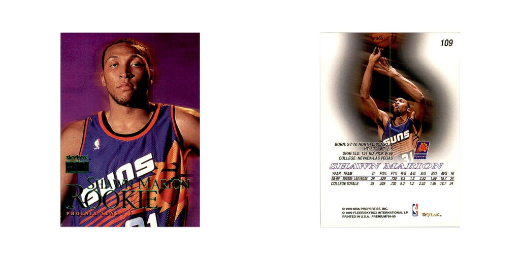1999 SkyBox Premium Shawn Marion RC Basketball Cards #109