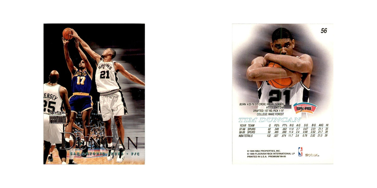 1999 SkyBox Premium Tim Duncan Basketball Cards #56